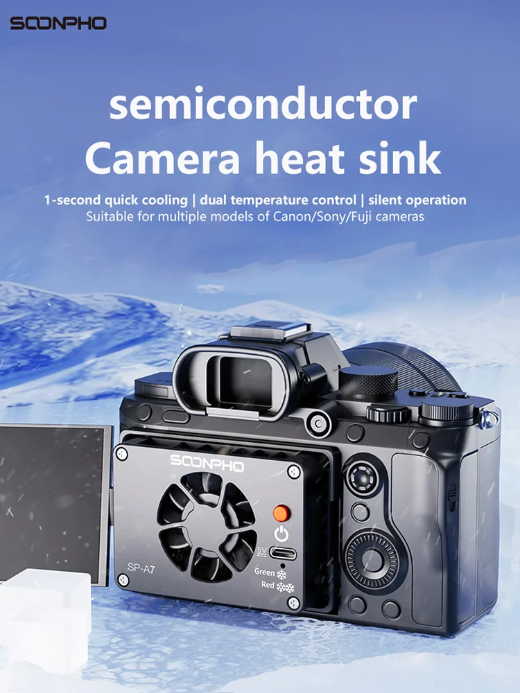 SOONPHO SP-A7 Camera Cooling Fan Cooler For Sony Canon FUJIFILM Nikon Camera ZVE1 A7M4 R8 R7 R6 XT4 ZV1 Ultra-Silence