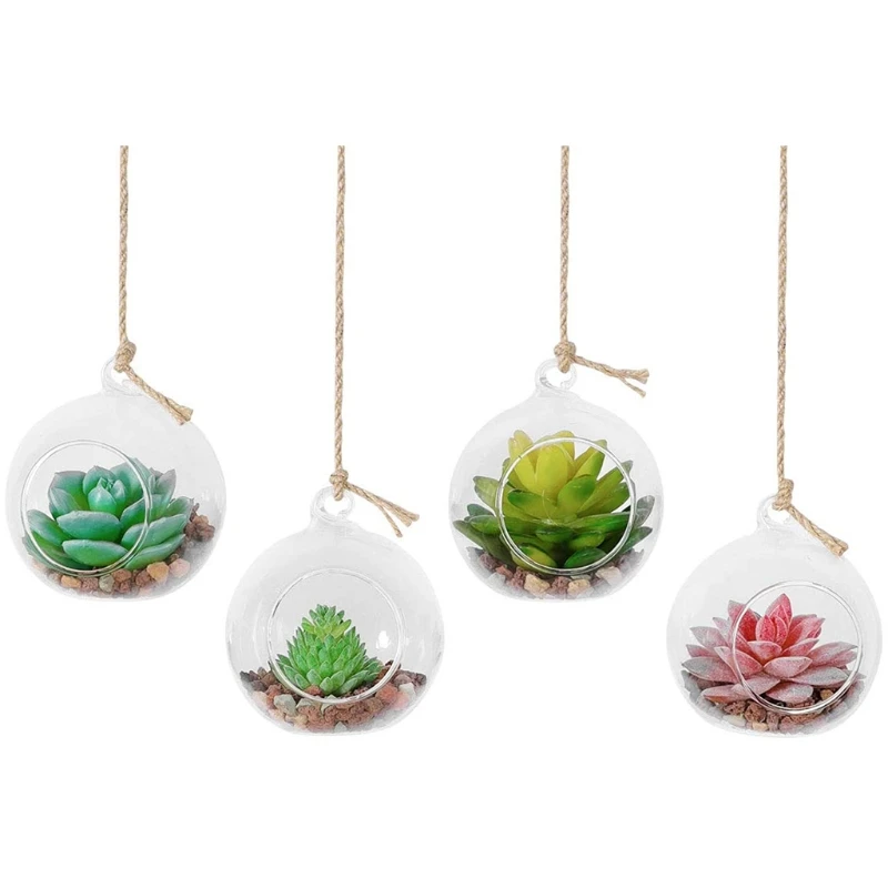 G92C Hanging Glass Terrarium Tealight Holder Home Succulenti Vase Hanger