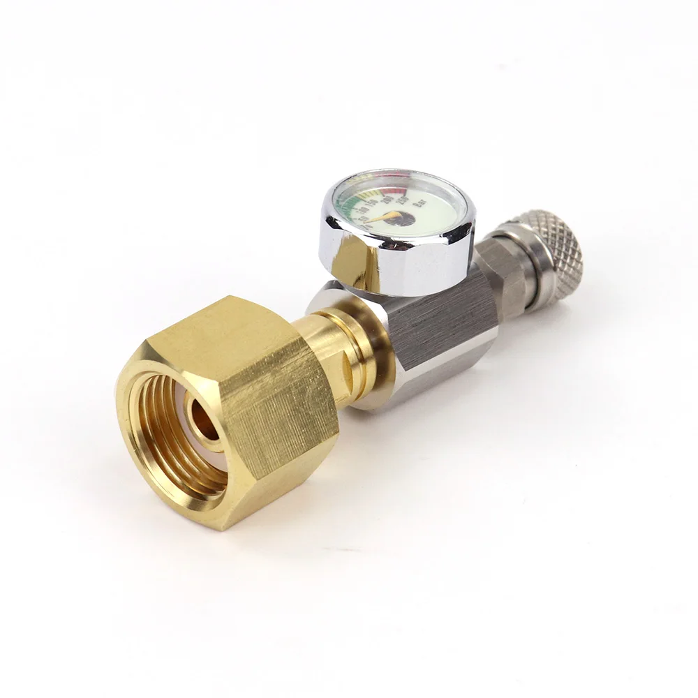 CO2 HPA Air Fill Station Adapter With CGA320 or W21.8 or G3/4 Connector To 8mm Quick Disconnect With Gauge