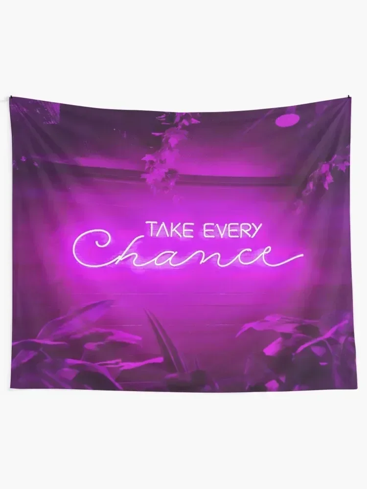 Take Every Chance Neon Sign Purple Tapestry Bedroom Decor Aesthetic Room Ornaments Tapestry