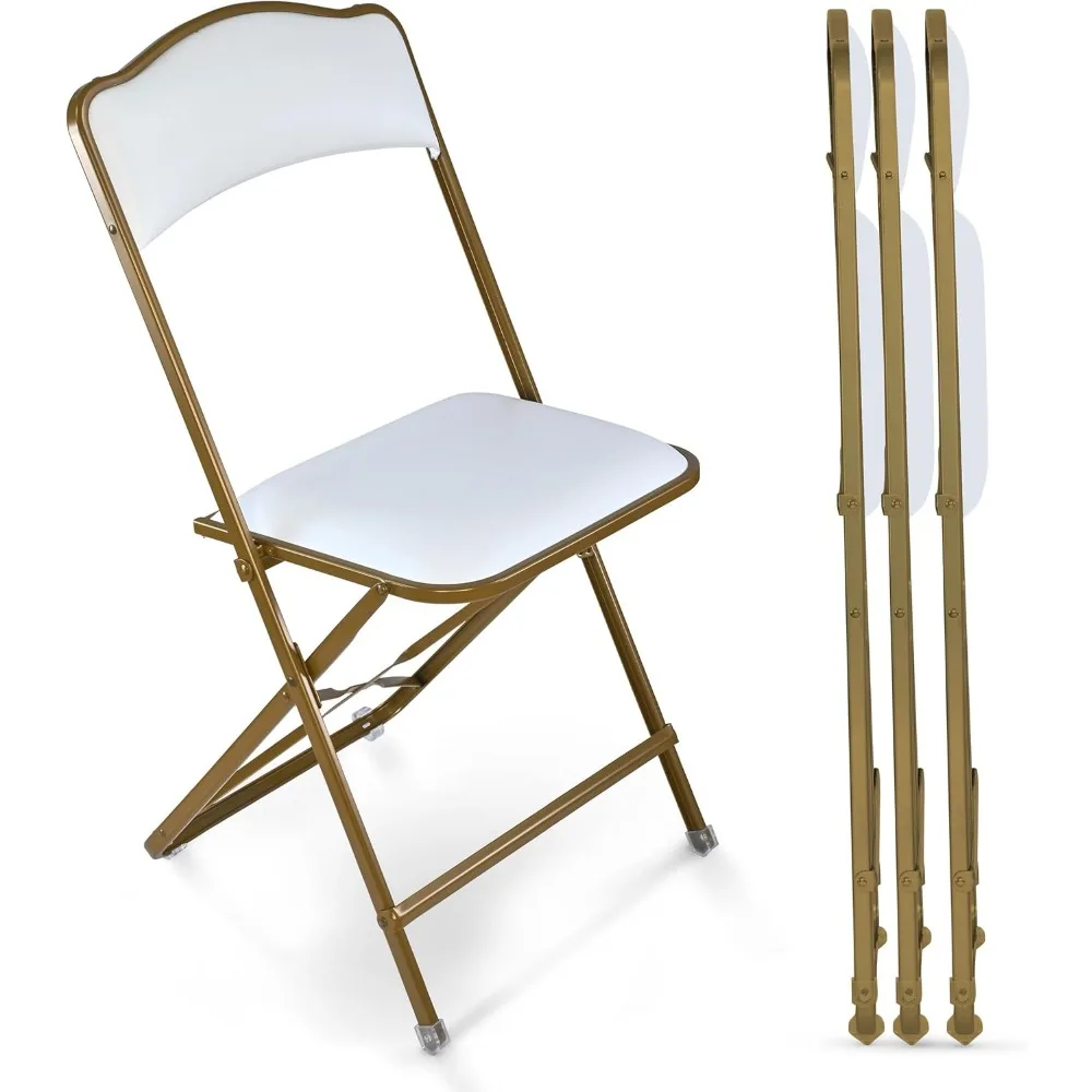 

Folding Chairs with Padded Seats 4 Pack - Foldable Chair with Heavy-Duty Steel Frame, Elegant Party Bridge Chairs, Metal Folding