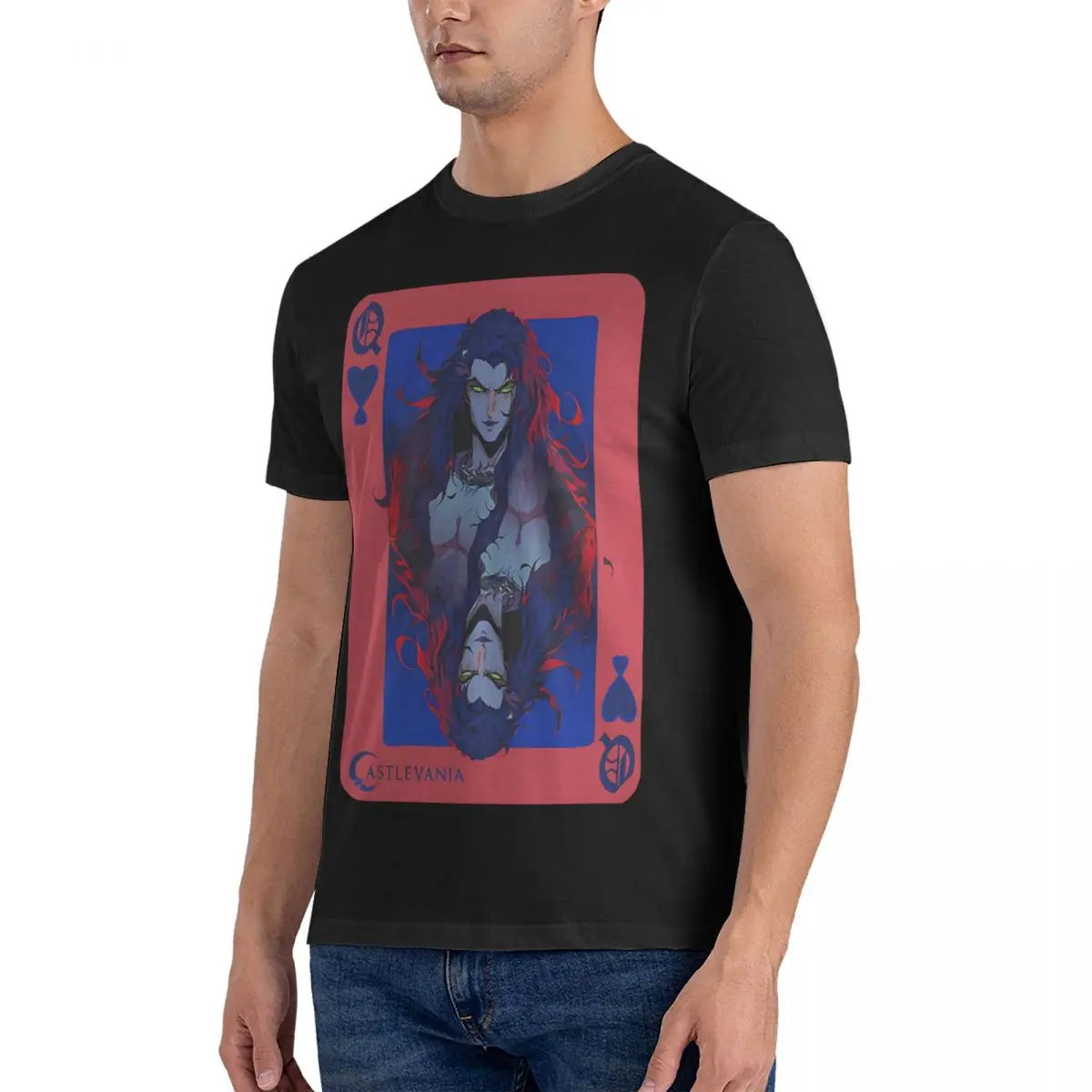 Card T Shirts for Men 100% Cotton Novelty T-Shirt O Neck Castlevania Tee Shirt Short Sleeve Tops Summer