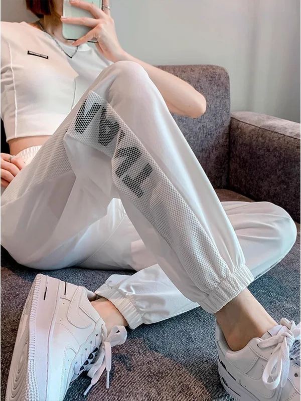 

Ice Silk Qui Dry Sports Pants Women Summer Loose Cuffed Thin Casual Harlan Small Size Mosquito Proof Lantern Pants
