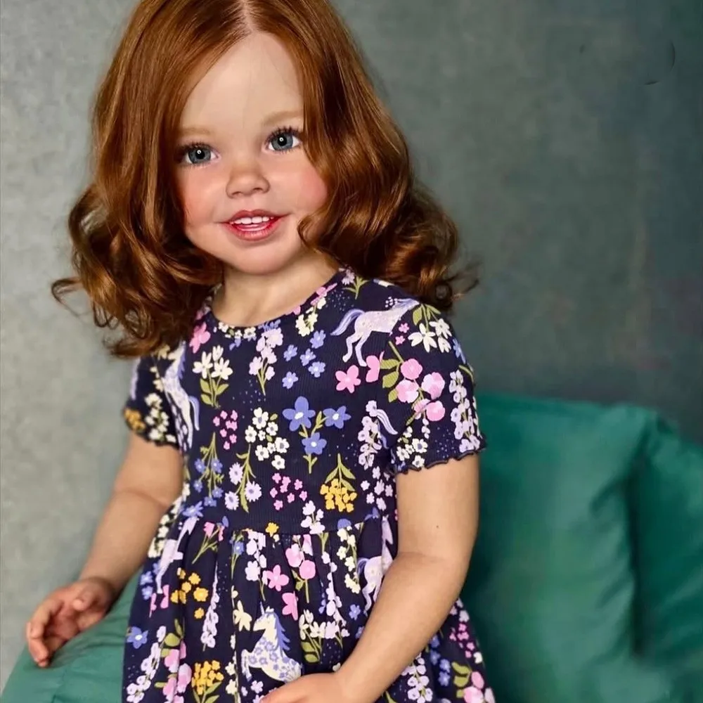 42in Lifelike Painted Reborn Doll Kits Toddler Girl Rooted Curly Hair DIY Gifts