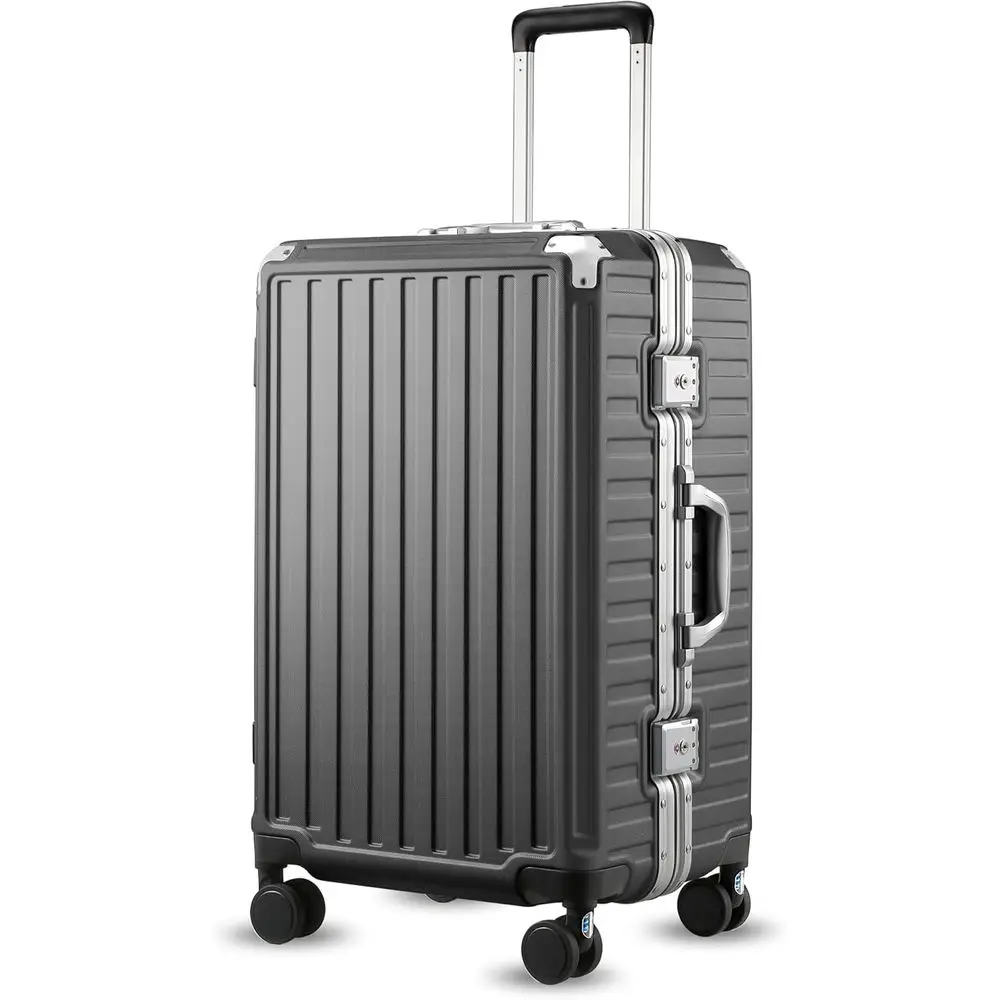 

24 Inch Spinner Luggage with Hard Shell, Charcoal Metallic Finish