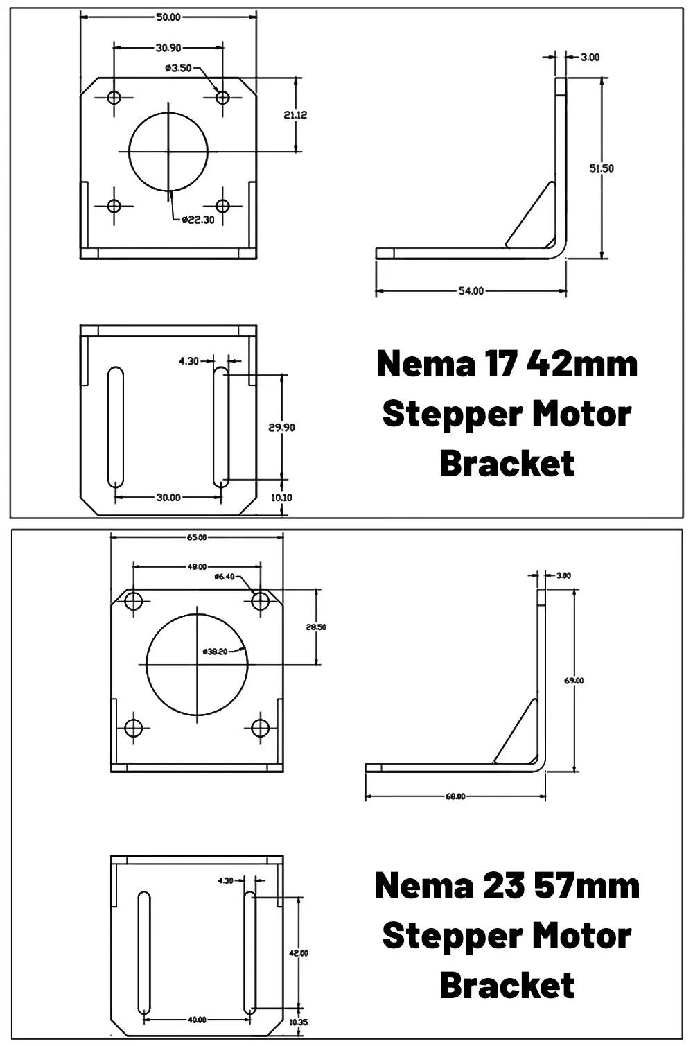 42mm/57mm Stepper Motor Mount Bracket Universal Mounting Bracket for Nema17 Nema23 Motor