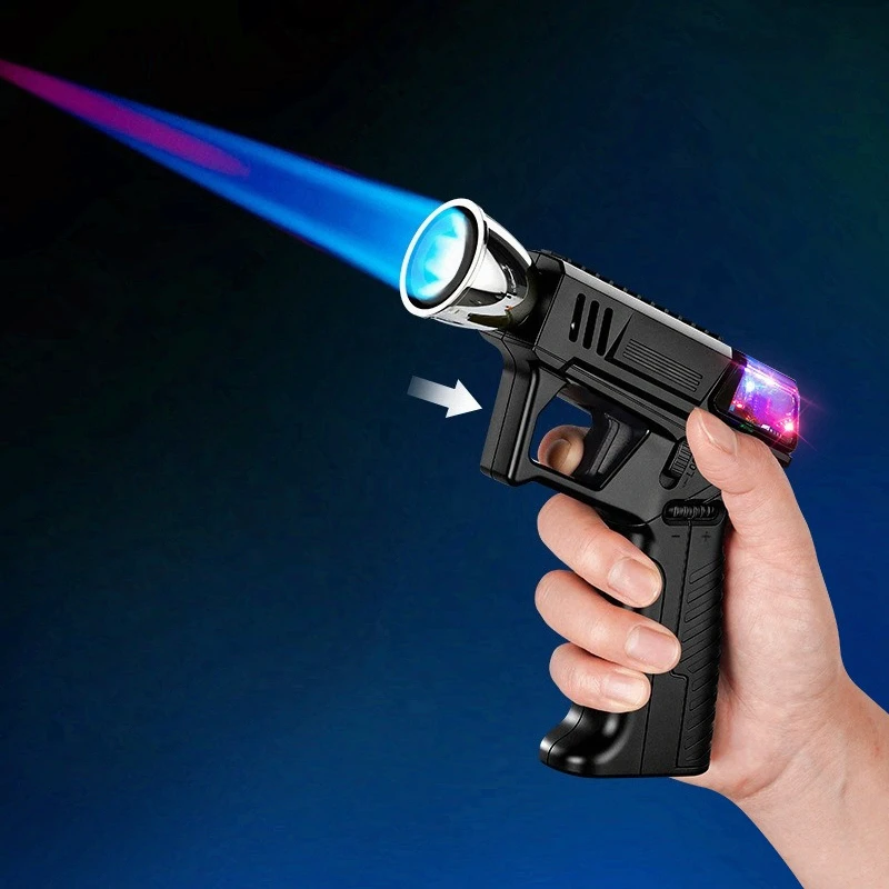 2026New Outdoor Colorful Light Charging Large Flame Spray Gun Lighter High Temperature Arc Boosting Expansion Cool Cigar Lighter