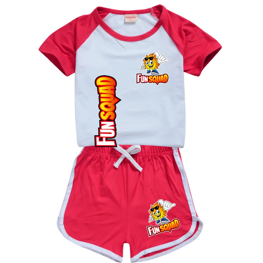 Summer Children's Fun Squad Gaming T-Shirt+Shorts 2Pcs/set Kids Casual Tracksuits Suit Baby Boys Sportsuit Girls Running Outfits