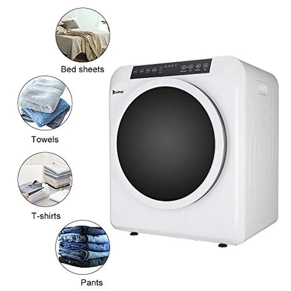 Portable Front Load Laundry Dryer 13.2lbs Capacity LCD Touch Screen Stainless Steel Drum 3.5 cu.ft Clothes Dryer Prevents Wear