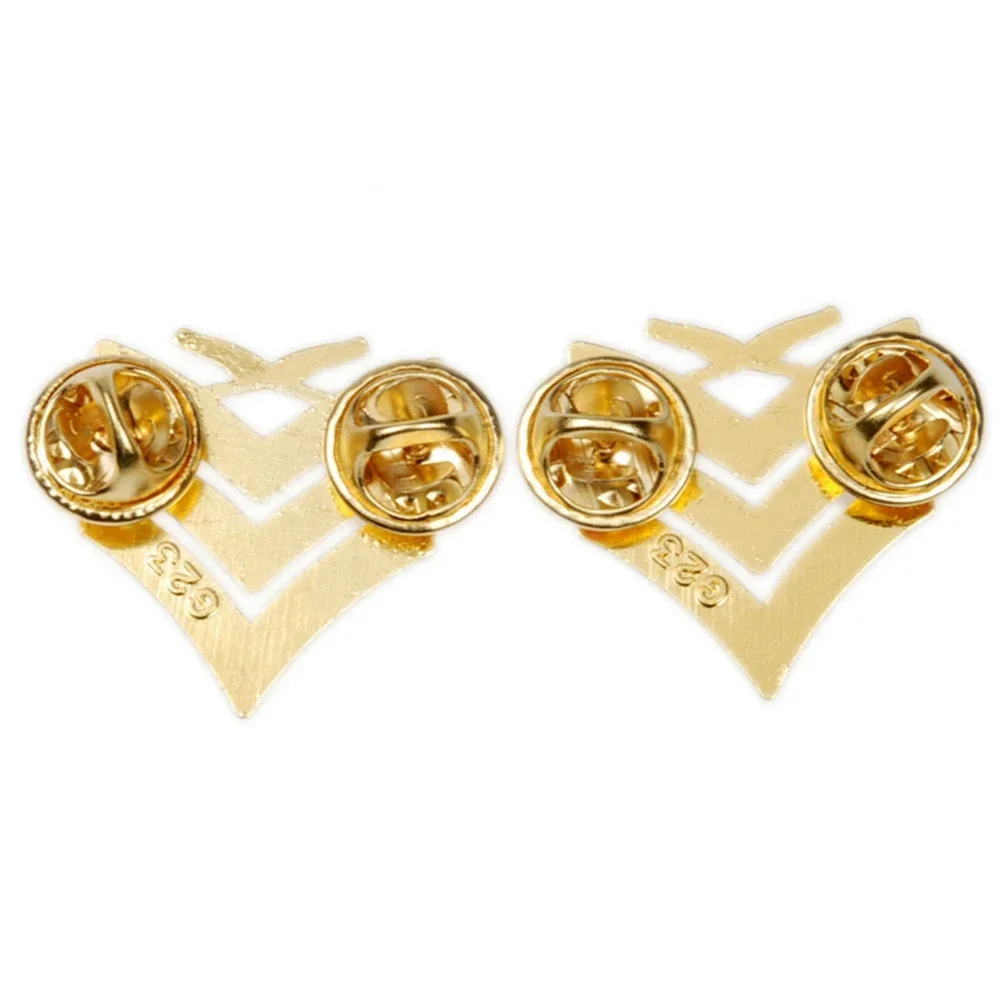 PAIR US USMC MARINE CORPS SERGEANT RANK METAL INSIGNIA BADGE PIN GOLD