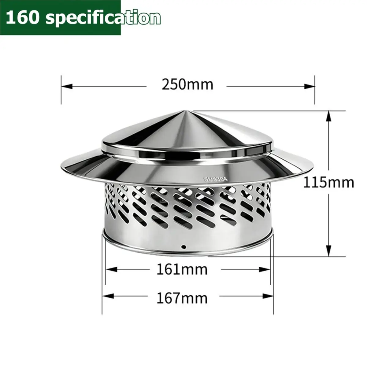 Umbrella-Shaped Roof Ventilation and Rainproof Cover, Kitchen Chimney and Roof Ventilation Exhaust Pipe Cover 110mm