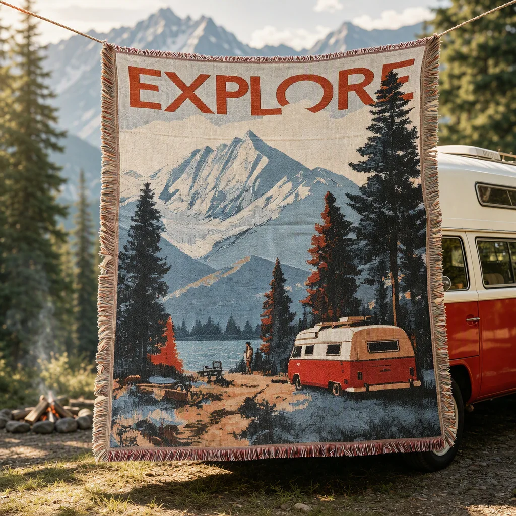 Outdoor Camping Woven Blanket Sofa Towel Chair Cover Wall Decor Artistic Tapestry Carpet Hanging Painting Travel Picnic Blanket