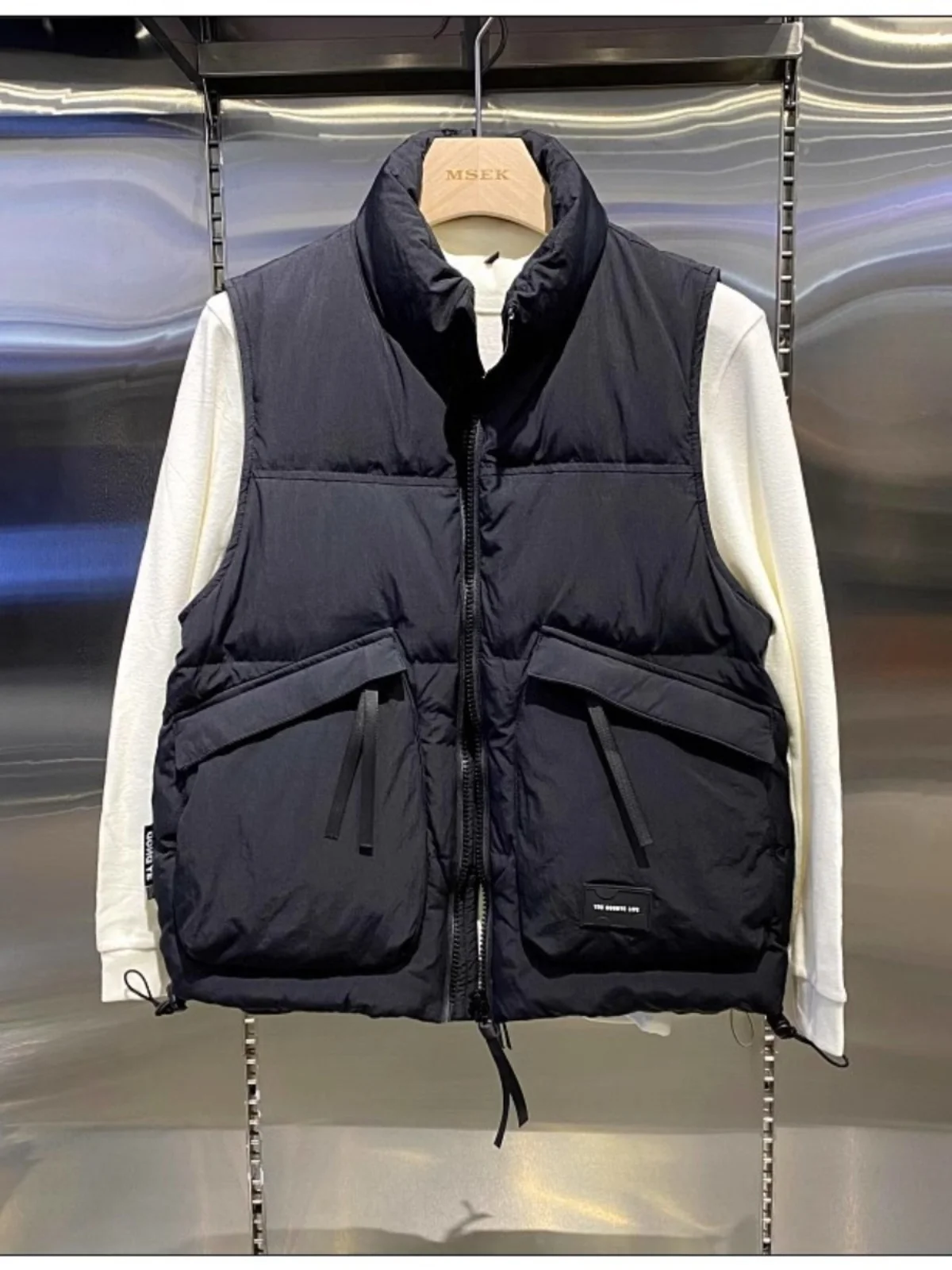 

Мужской утепленный пуховый жилет с воротником-стойкой для осени и зимы, белый, теплый, модная верхняя одежда