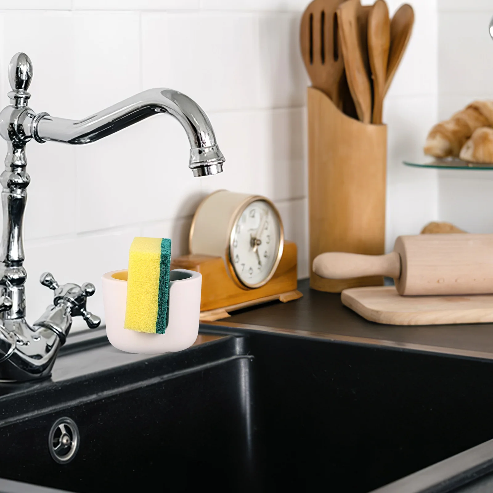 

Sink Sponge Holder Kitchen Dish Sponge Stand Diatomite Steel Wool Scrubber Holder Kitchen Sink Storage Dish Rag Holder,
