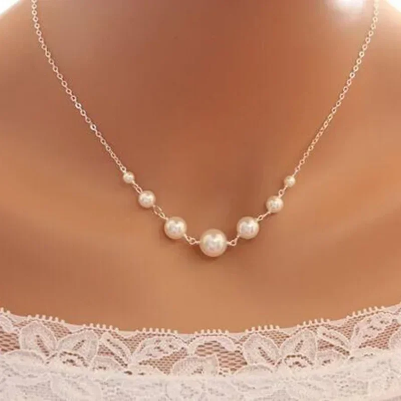 Collares con colgante de perlas Vintage para mujeres y niñas, collares Retro simples, accesorios de joyería de moda para fiesta de boda, regalo