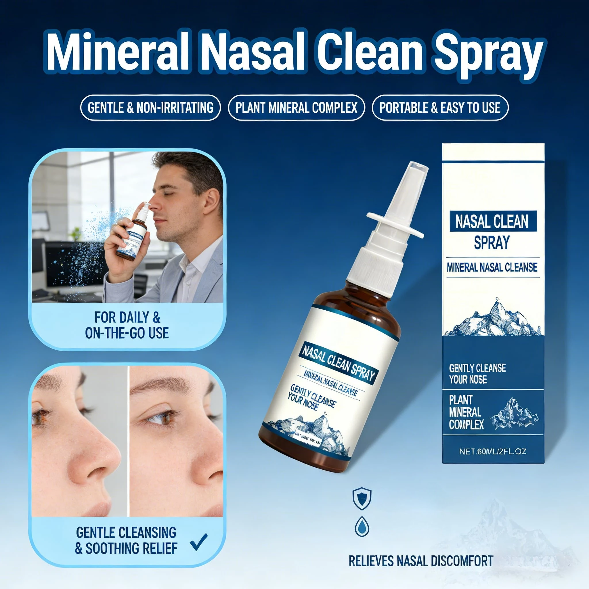 Nasal Cleansing Spray Gentle Nose Care Pollutant Removal Soothing Moisturizing Allergy Relief Saline Solution Nose Care Spray