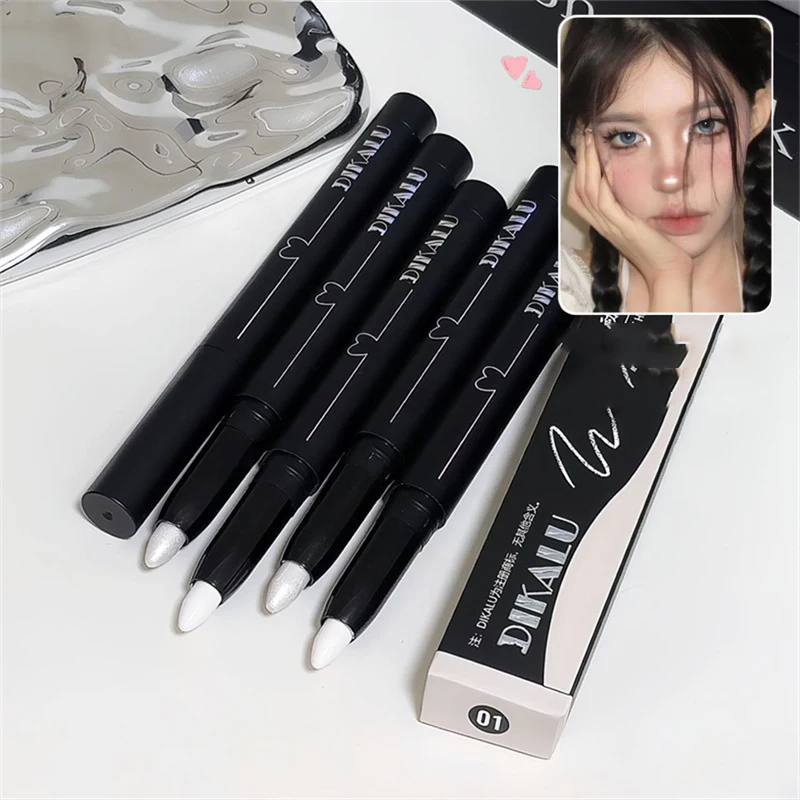 DIKALU Shiny Pearl Lidschattenstift, weiß, matt, glitzernd, Eyeliner-Stift, wasserdicht, lang, erhellt die Augen, liegend, Seidenraupe-Stick-Make-up
