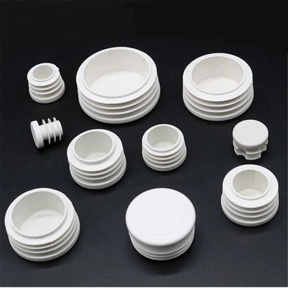 White Round Plastic End Caps Blanking End Inserts Bung Cap Steel Pipe Plug For Chair Legs Protector Diameter 16-50mm