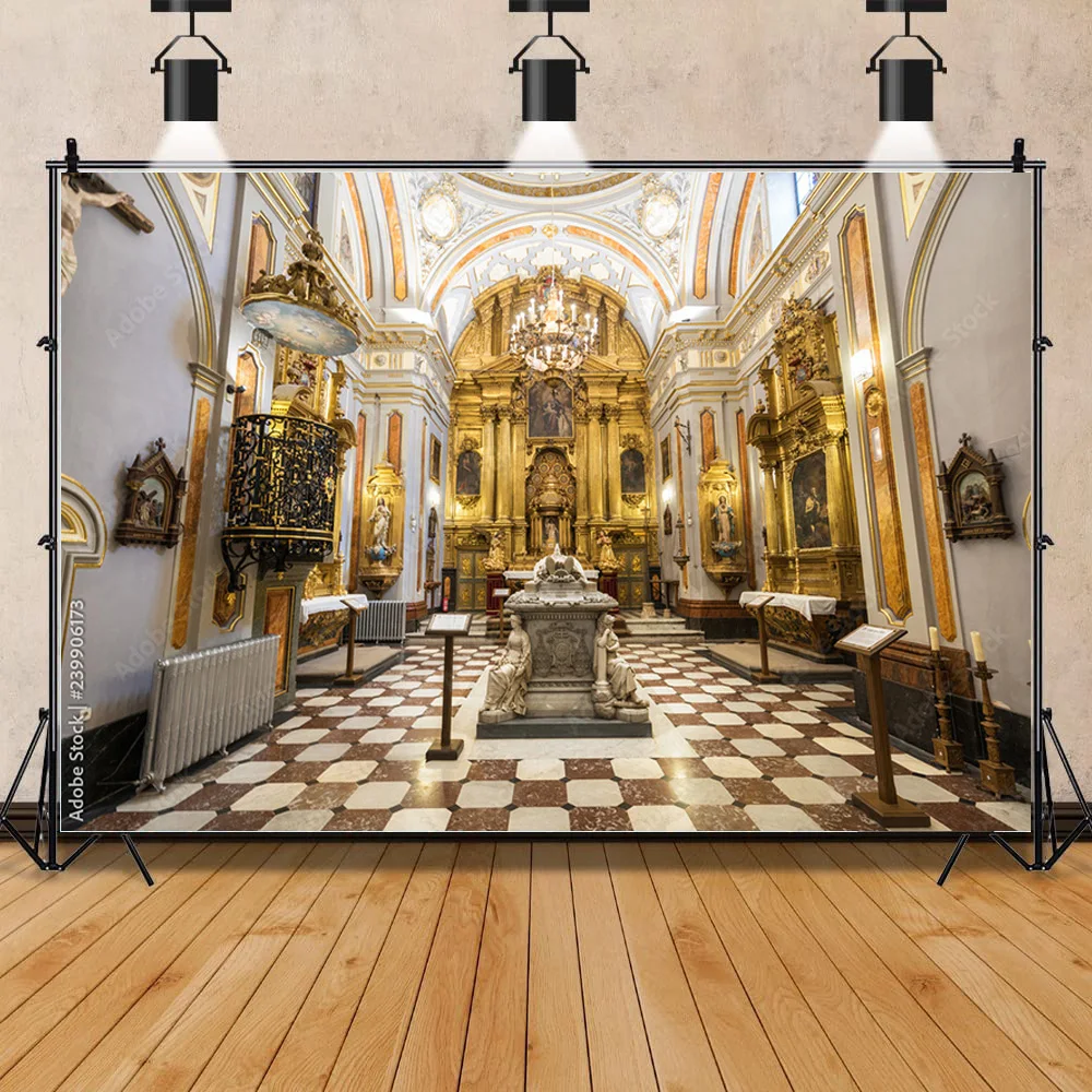 

Auditorium European Style Church Photography Backdrop Props Architecture Zagreb Cathedral Photo Studio Background JT-19