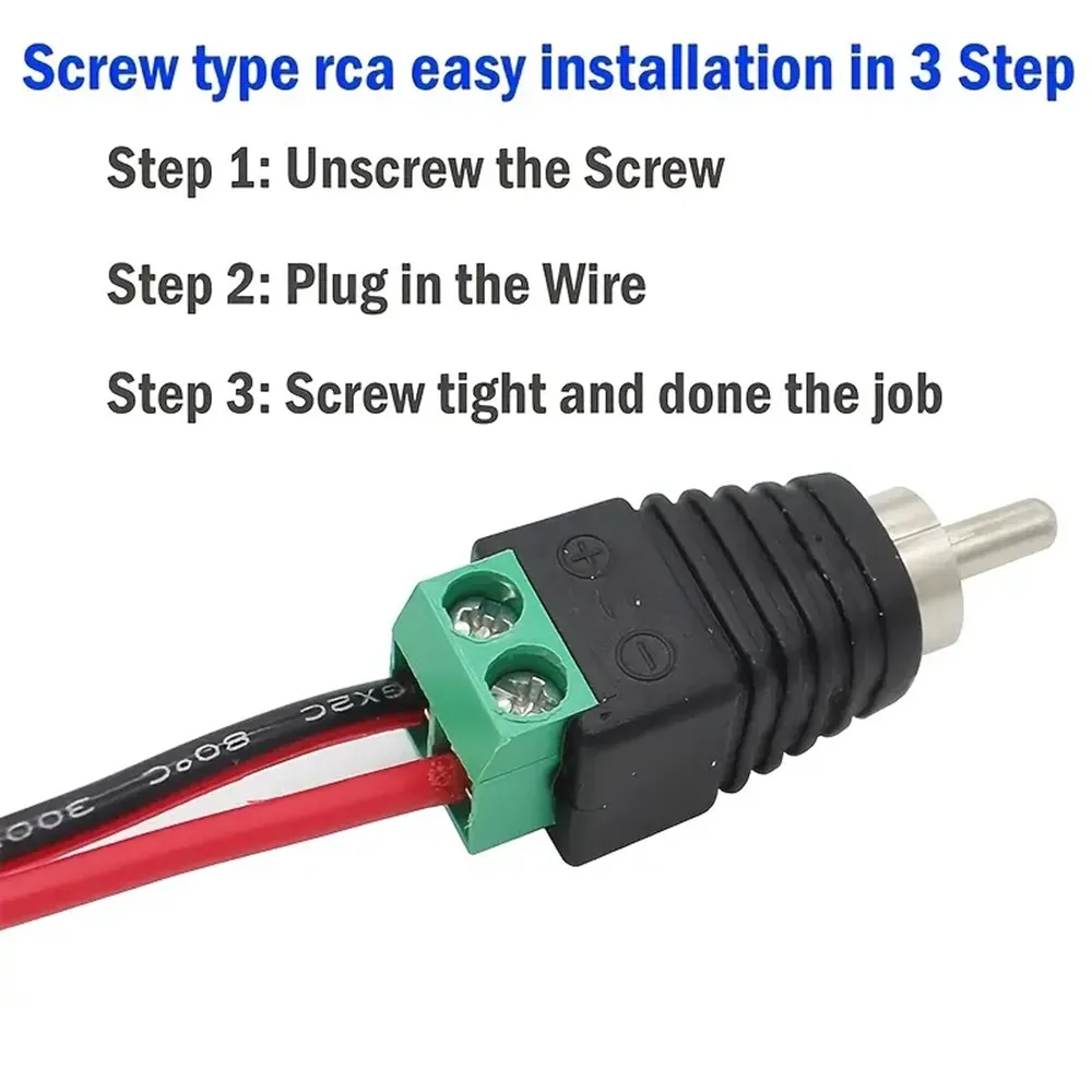 RCA Audio Speaker Connector RCA Male Plug Female Jack Wire Solder-free Press-on Spring Terminal Audio AV Cable Adapter