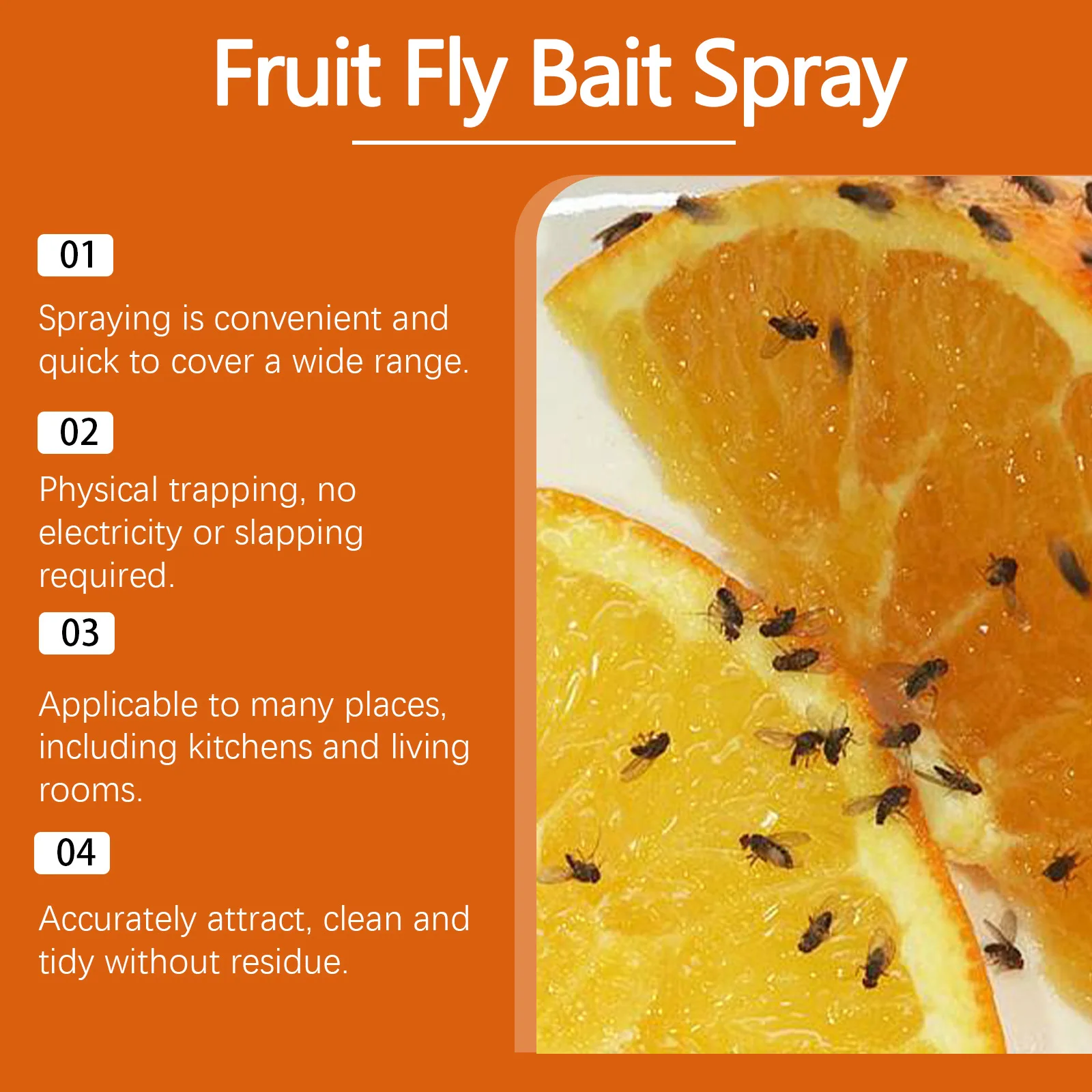 3 pezzi MOONSPRY Drosophila Bait Spray -Formula di fruttosio Sorbitolo -Captura quotidiana efficace -Per la cucina domestica Controllo della mosca della frutta