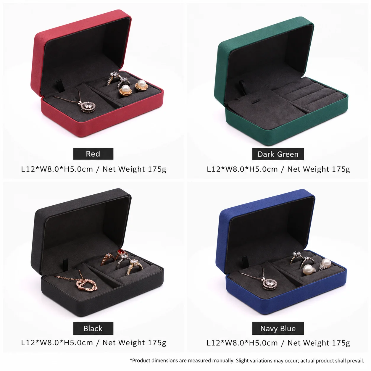 Portable PU Leather Jewelry Storage Box for Rings Earrings Necklaces with Soft Lining