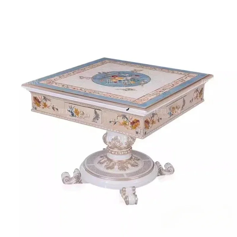 

Solid wood carved veneer, automatic mahjong table French household chess table