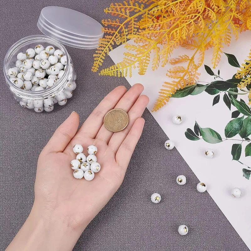 120Pcs Constellations Glass Beads Zodiac Sign Connectors Bead 12 Styles Golden Plated Round Charms Accessories for Women