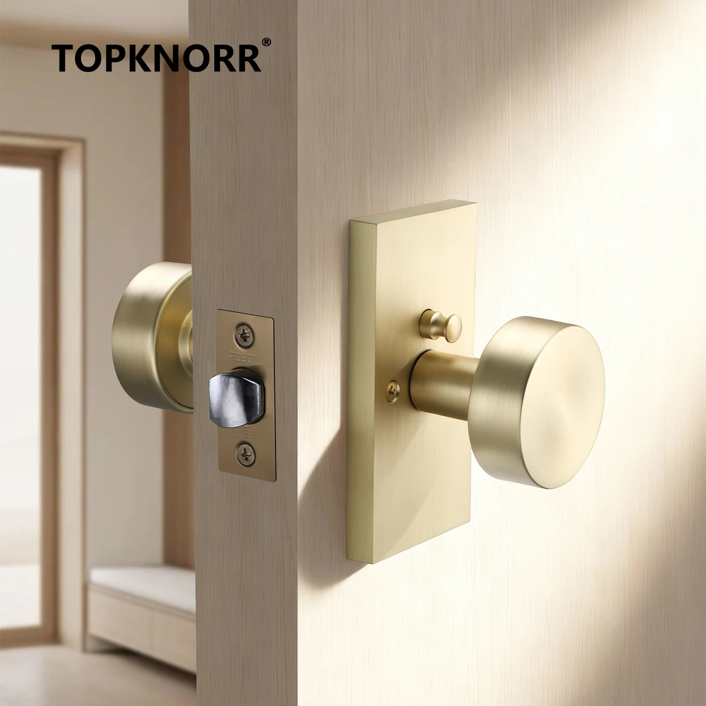 American Door Lock Household Keyless Bathroom Door Lock Zinc Alloy Solid Ball Lock Three-pole Bathroom Lock Interior Doors Gate