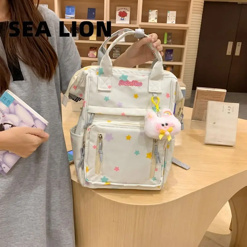 

Women Travel Handbags Backpacks Multi-pocket Large Capacity Shoulder Backpack Solid Color Casual Schoolbag Teenage Girl Book Bag