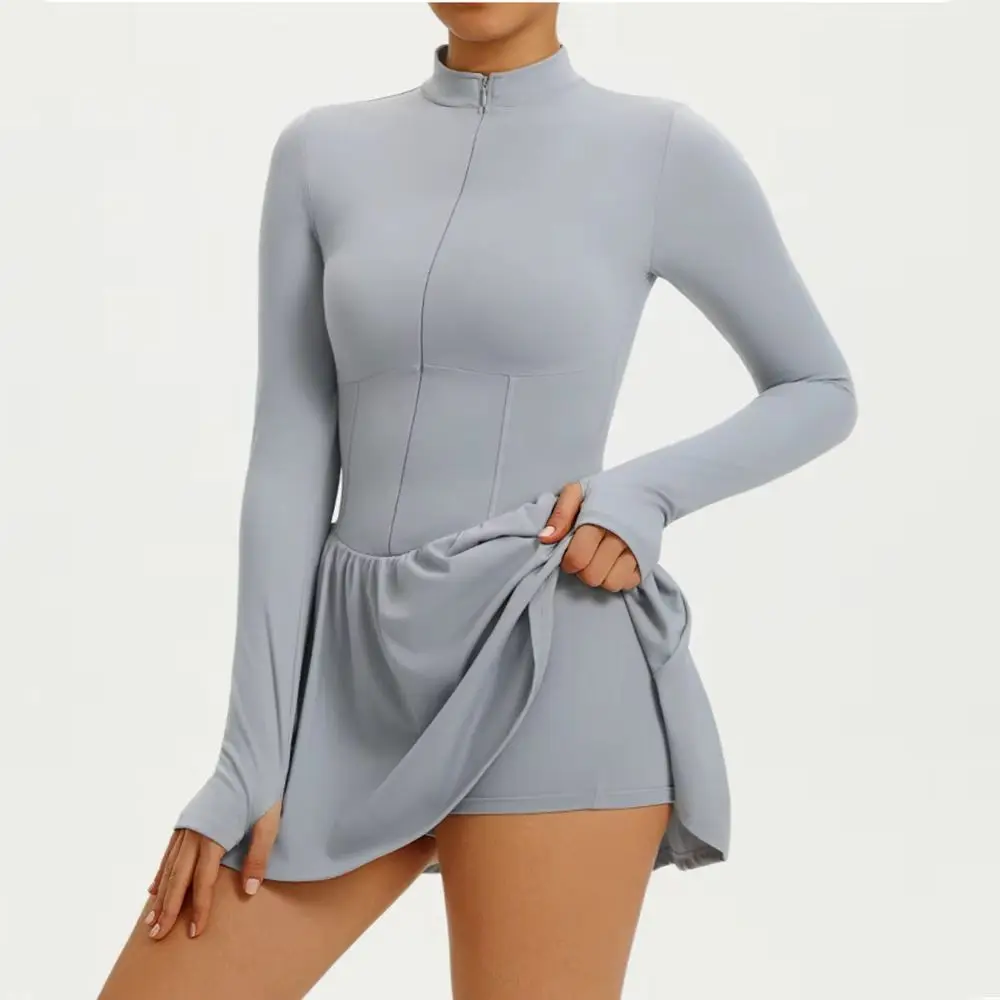 

New Long Sleeved One-piece Suit Women Sports Jumpsuit Zippers Yoga Outdoor Recreation Sport Rompers Sportswear Women Workout