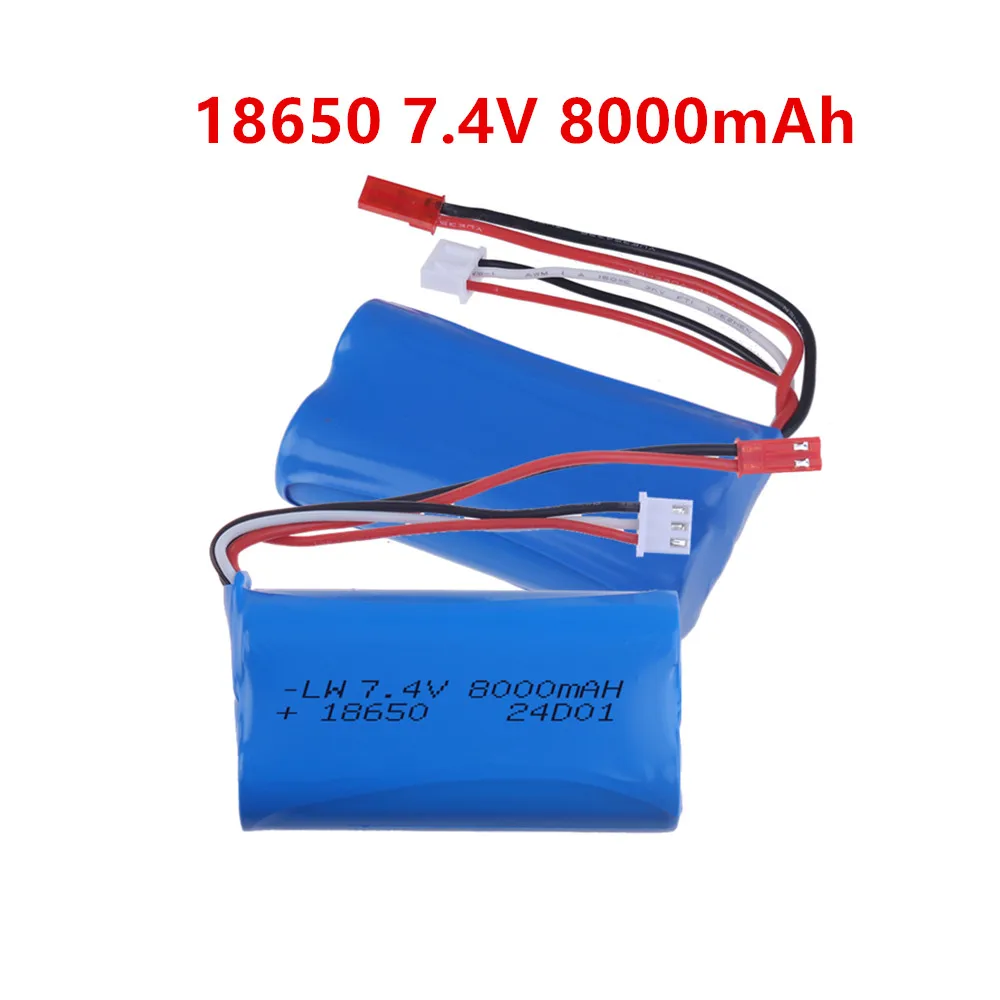Batterie Li-ion rechargeable 7.4V 8000mAh, prise JST pour HuanQi 957/948/848B/827B/823/955/956/957/948 MJX F45/T55 RC, pièces de jouets de voiture