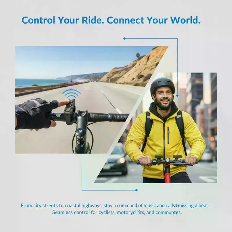 Motorcycle Handlebar Wireless Control Remote Button Easy Operation User-friendly Media Controller for Motorbike Beginner Riders