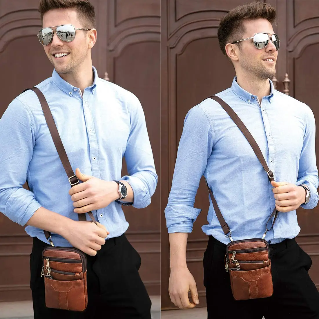 2025 New Men Leather Shoulder Male fanny pack High Quality Messenger Bags Men's Fashion Business Belt Bag Small Briefcase Waist