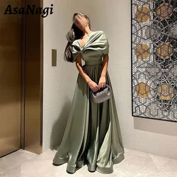 AsaNagi Prom Dress Women's Off the Shoulder Pleated Zippered Party Evening Gowns customized Floor Length Special Occasion Gown