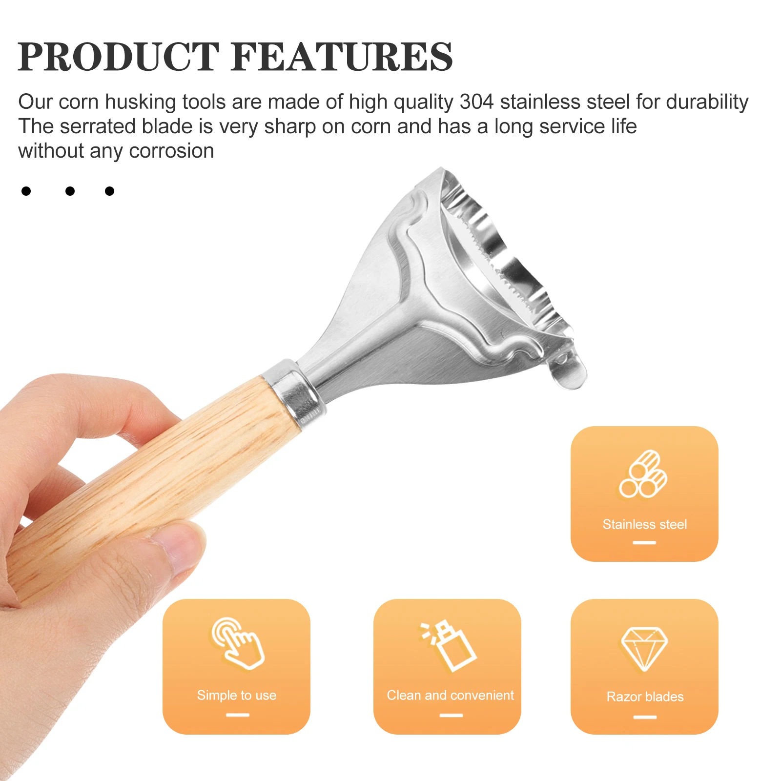 

2pcs Wooden Handle Peeler Stainless Steel Portable Stripping Tool Kitchen Vegetable Peeling Gadget For Home Restaurant Use Corn