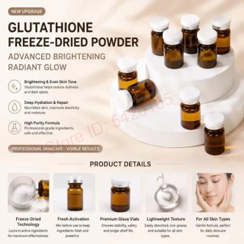 High Quality 200mg Korea  Glutathione Freeze Dried Powder  Facial Skin Booster  Brighten Dark Spot Sensitive Skin Repair Skin