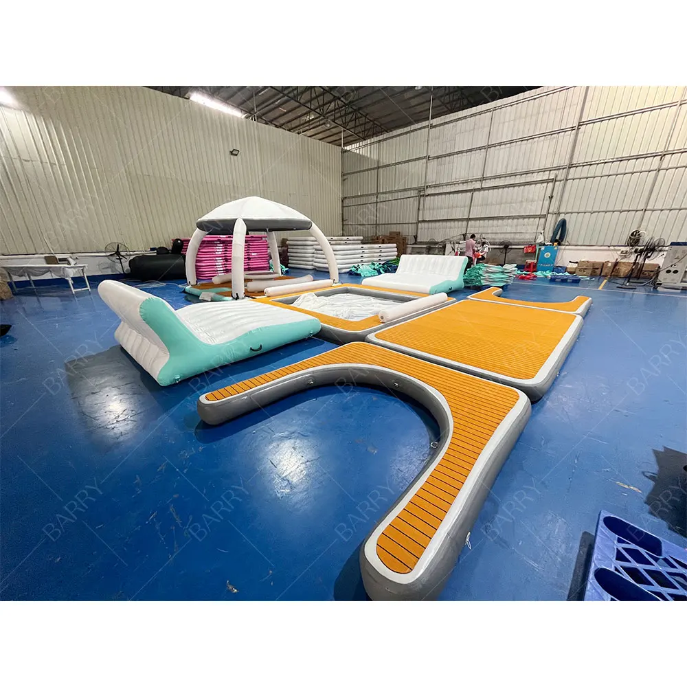 

Hot Sale Inflatable Water Leisure Platform Floating Island With Tent Outdoor 10 Person Inflatable Pool Float Island