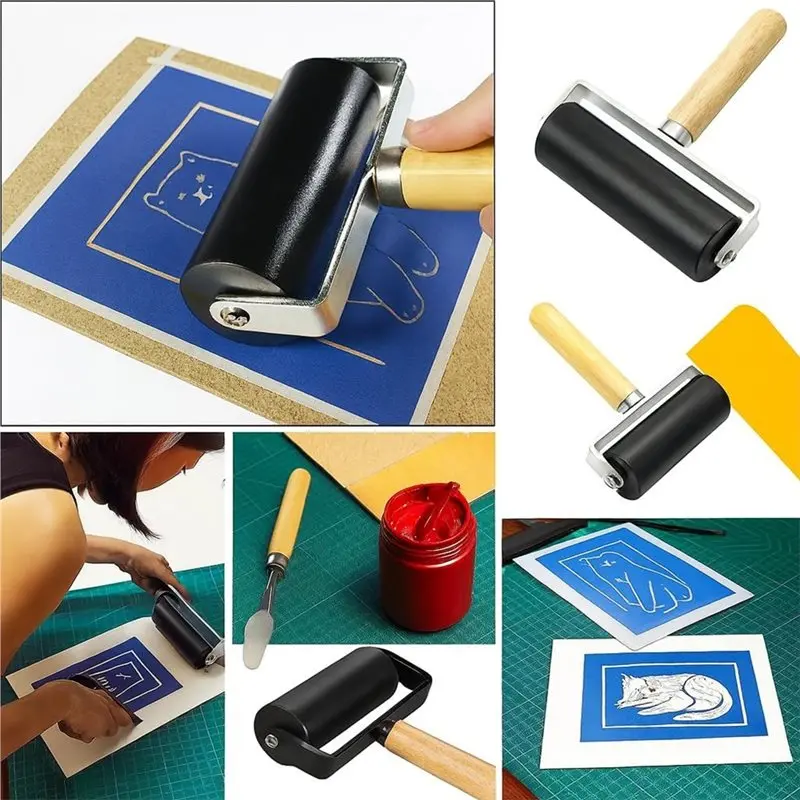 【COMELY】لطباعة الكتل، ختم لمجموعة بكرات براير المطاطية - 7 عبوات من بكرات حبر الطباعة لورق الحائط والحرف اليدوية والطلاء