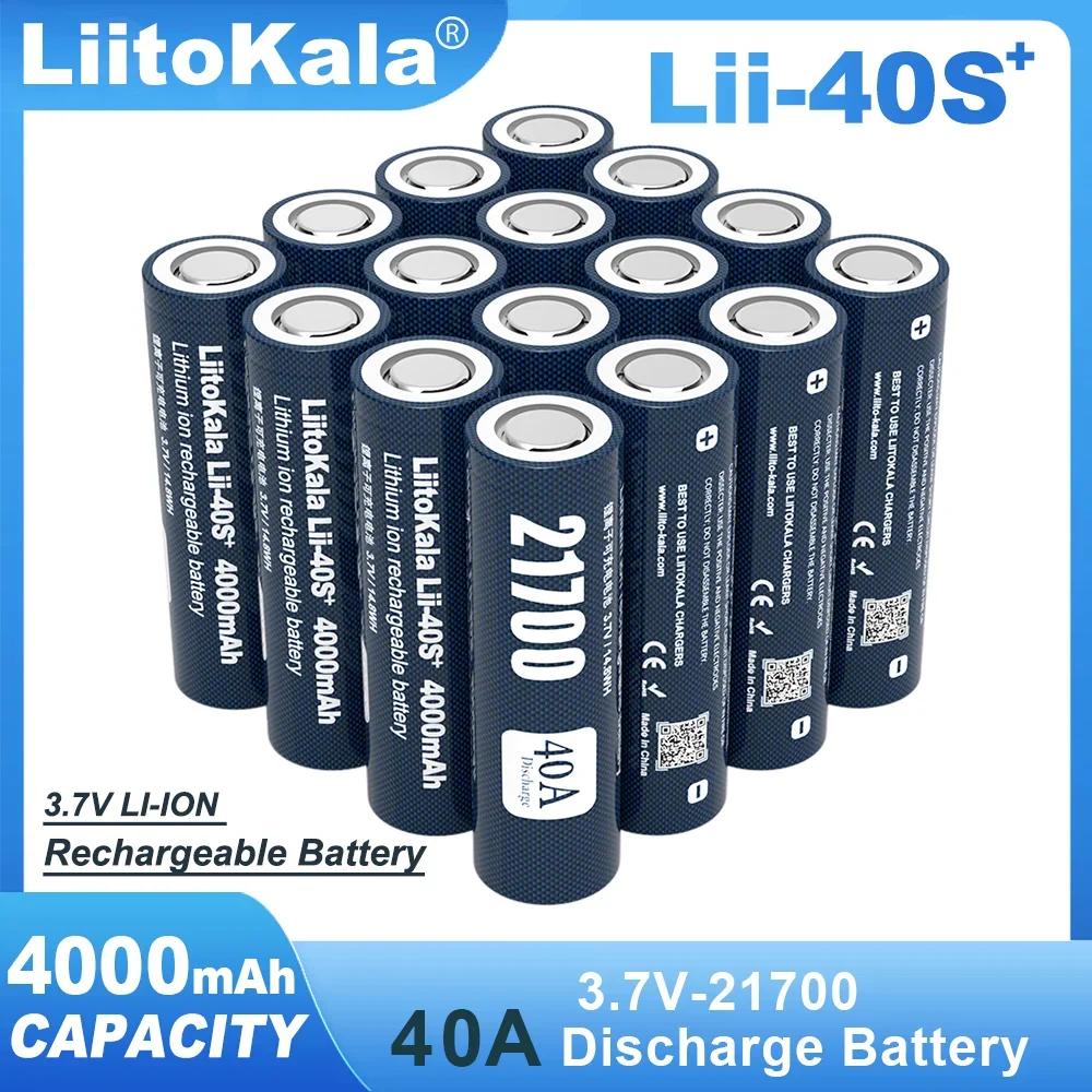 1-24 Uds Liitokala Lii-40S nuevo 3,7 V 4000mAh 21700 para linterna de alta capacidad 100% batería de litio recargable Original 4,2 V