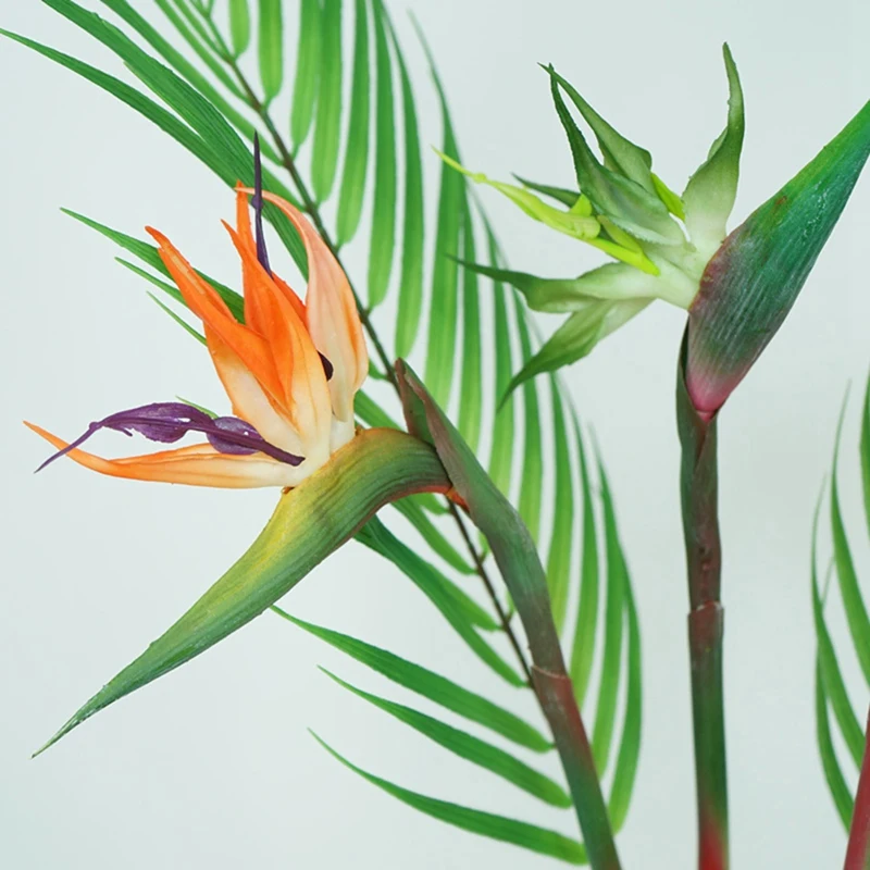 Fiori artificiali Uccelli del paradiso Piante verdi Ghirlanda per interni ed esterni Decorazioni per ufficio da giardino (confezione da 6)