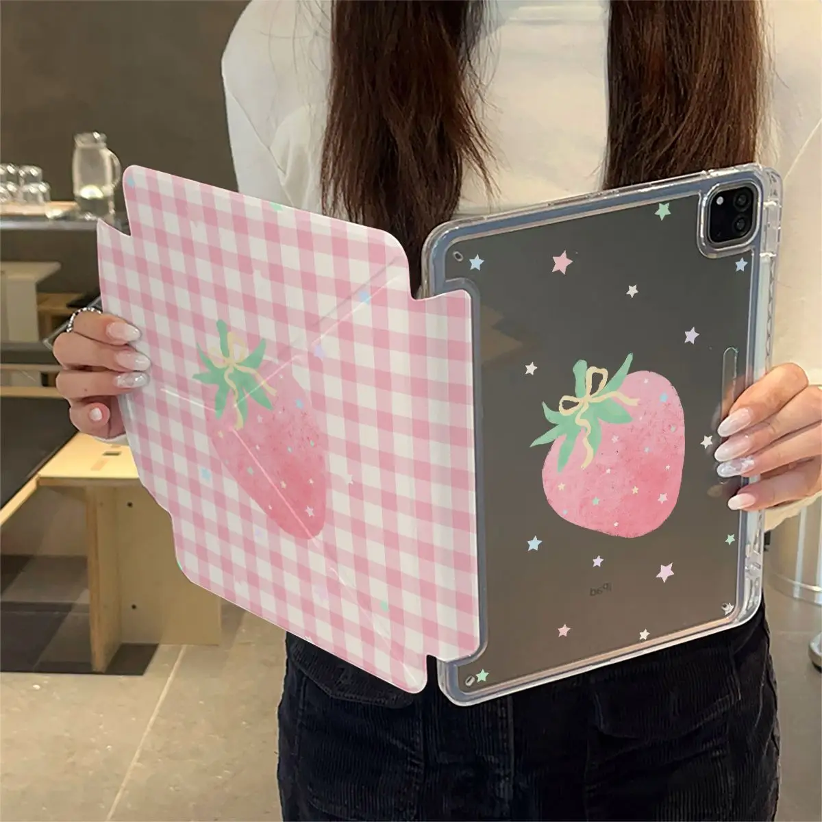 

Чехол Kroean Star Strawberry для iPad Pro 12.9 дюймов, Air 7, 10-го и 11-го поколений, iPad Pro 11, 13 дюймов 2025 M4/5, противоударный, с магнитной застежкой
