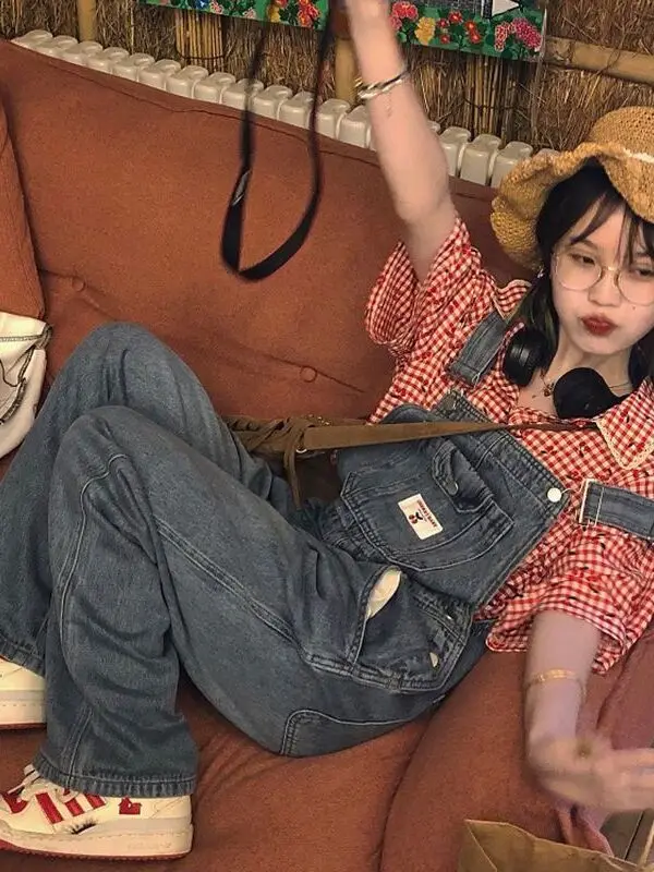 Slimming Embroidered Denim Overalls for Women Trendy Spring Autumn plus Size Design Casual Comfortable  Pants