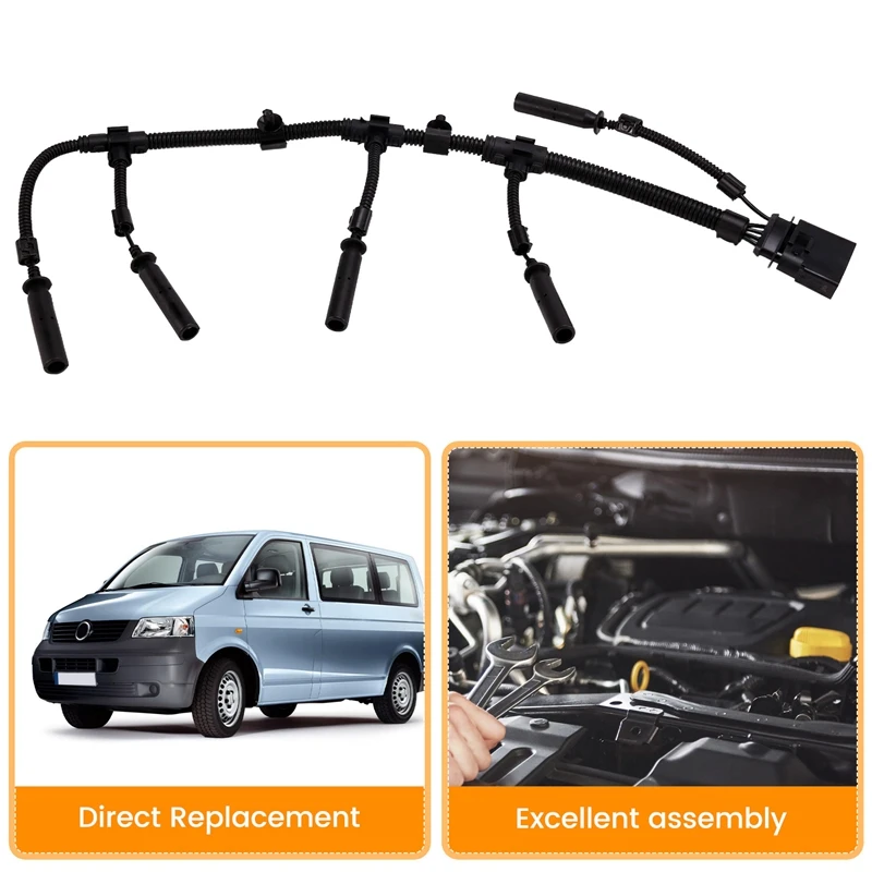 Car Glow Plug Bridge Wiring Harness 070971277B For VW Transporter 2003-2010 2.5 TDI