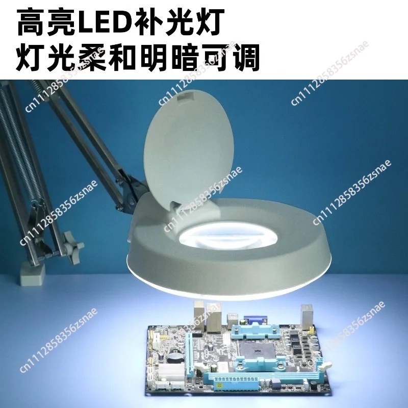 Clamp-on Magnifying Lamp with LED Light, 30X HD Magnifier for Electronic Repair, Circuit Board & Wenwan Appraisal