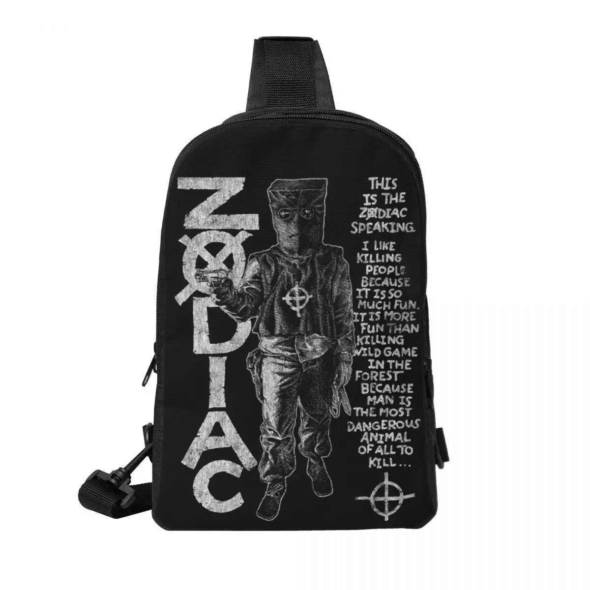 

Zodiac,David Fincher,Crime,Serial Killer Chest Bag Men Sling Crossbody Backpack Chest Bag Travel Hiking Daypack Shoulder Bag