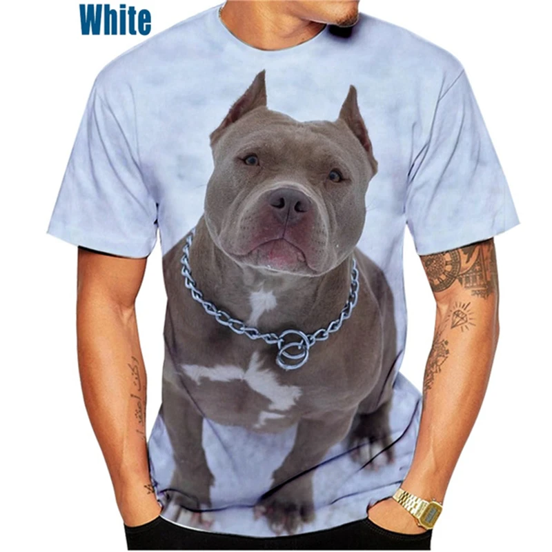 Funny Pitbull Dog 3D Printed T-shirt Men Women O-Neck Short Sleeve Tee Clothing Kid Oversized Harajuku Animal Print T Shirt Tops