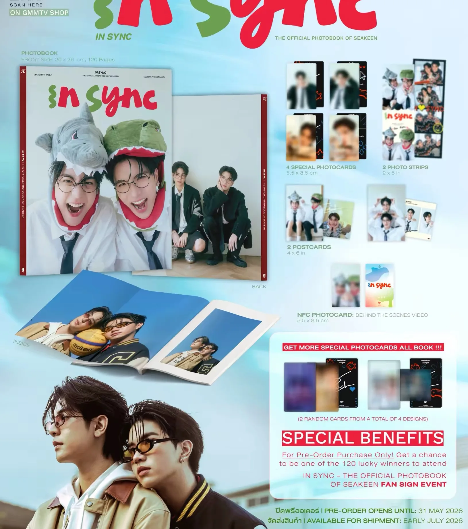 

Official Gmmtv Thai Star Seakeen Thai Drama CP Sea & Keen H2H In Sync Official Photobook Of Sea Keen