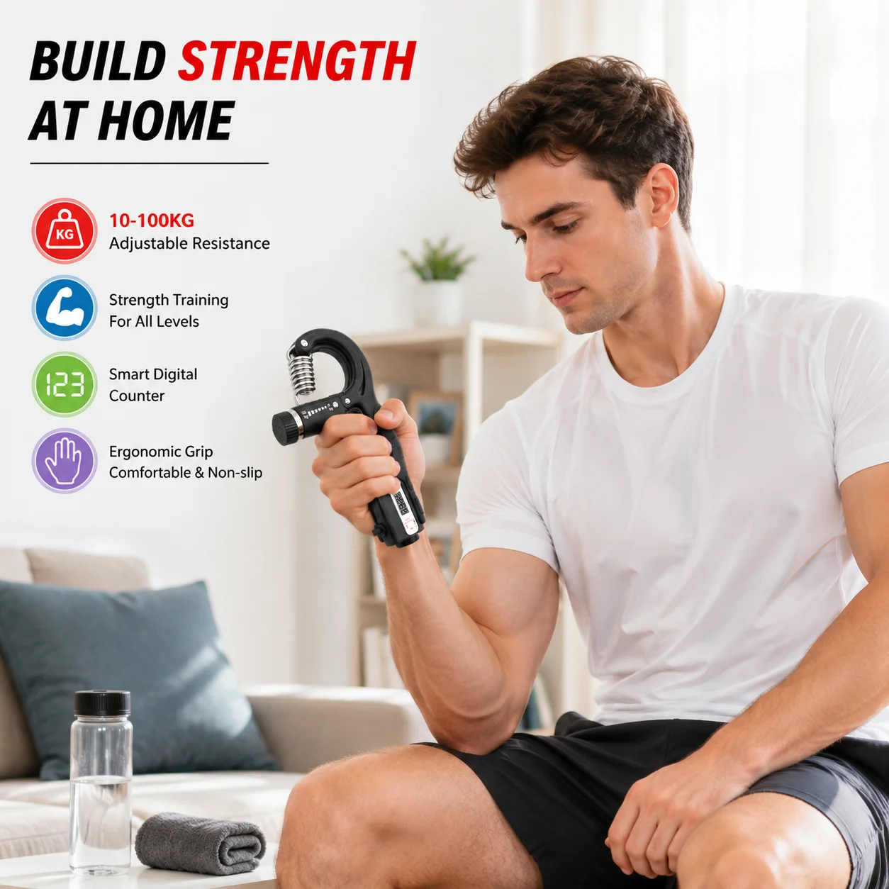 Adjustable Digital Hand Grip Strength Trainer 10-100KG Forearm Exerciser Grip Strengthener for Gym And Home Workout