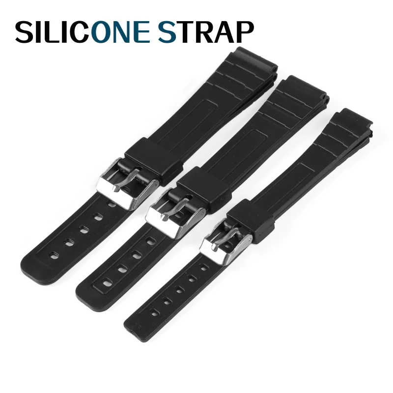 Silicone Watch Strap 12mm 14mm 16mm 18mm 20mm 22mm For Men And Women Students Electronic Watch Black Sports Rubber Watchband